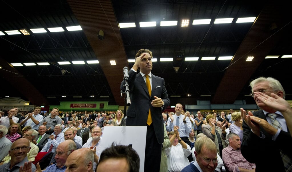 Oud-minister Camiel Eurlings op het CDA-congres in oktober 2010 over de gedoogconstructie met de PVV. (beeld anp / Valerie Kuypers)