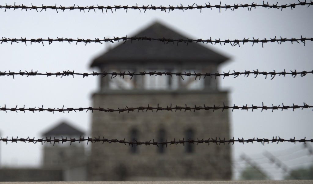 Beeld van concentratiekamp Mauthausen, gelegen in de Oostenrijkse deelstaat Opper-Oostenrijk. (beeld afp / Joe Klamar)