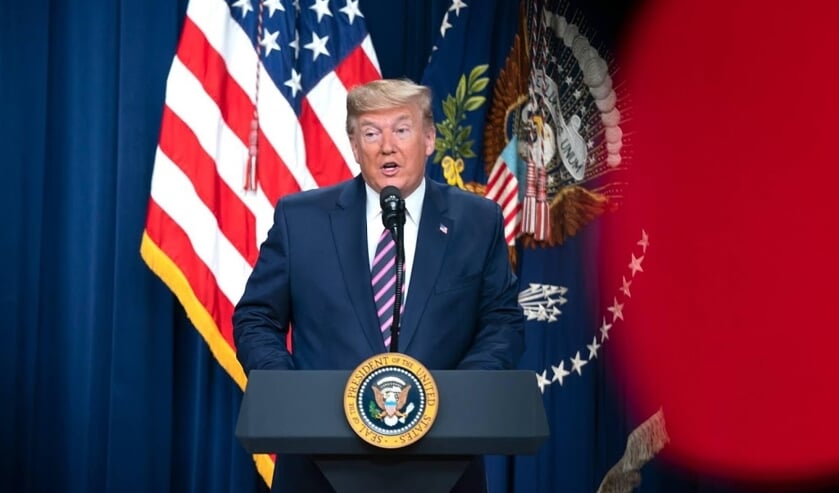2019-12-12 12:40:36 epa08066015 US President Donald J. Trump speaks at a White House summit on child care and paid family leave in the Eisenhower Executive Office Building in Washington, DC, USA, 12 December 2019. As the president spoke, the House Judicia ( beeld anp)