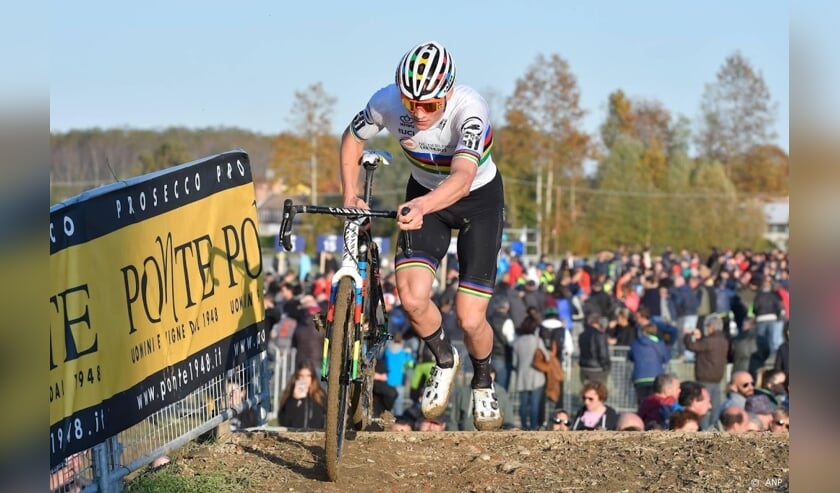 2019-11-10 14:38:08 SILVELLE - Mathieu van der Poel in actie tijdens het EK veldrijden in het Italiaanse Silvelle. De Nederlander wordt voor de derde keer op rij Europees kampioen veldrijden. ANP SOENAR CHAMID ( beeld anp)