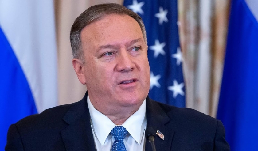 2019-12-10 13:23:25 epa08060815 US Secretary of State Mike Pompeo participates in a press conference with Russian Foreign Minister Sergey Lavrov at the Department of State in Washington, DC, USA, 10 December 2019. Lavrov is scheduled to meet with US Presi ( beeld anp)