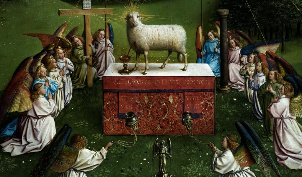 De restauratie van het Lam Gods vond plaats in het Gentse Museum voor Schone Kunsten. (beeld afp / Kenzo Tribouillard)