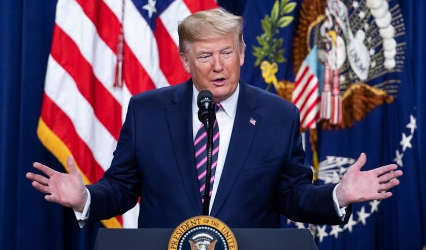 2019-12-12 12:40:36 epa08066018 US President Donald J. Trump speaks at a White House summit on child care and paid family leave in the Eisenhower Executive Office Building in Washington, DC, USA, 12 December 2019. As the president spoke, the House Judicia ( beeld anp)