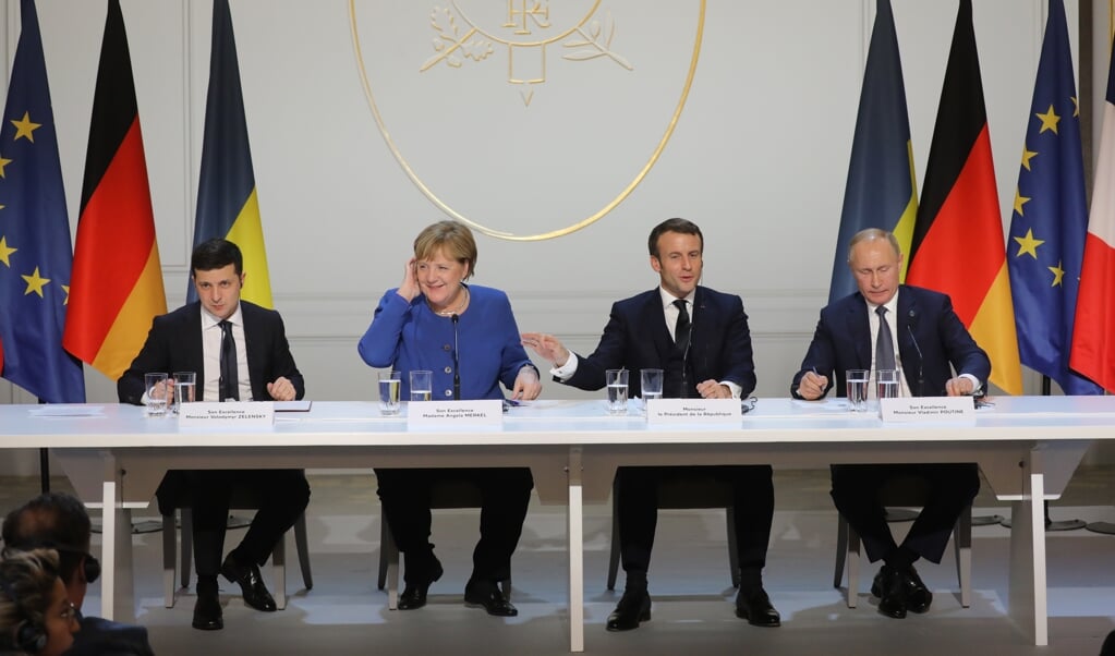 Onder leiding van Frankrijk en Duitsland gingen Rusland en Oekraïne in gesprek. (afp / Ludovic Marin)