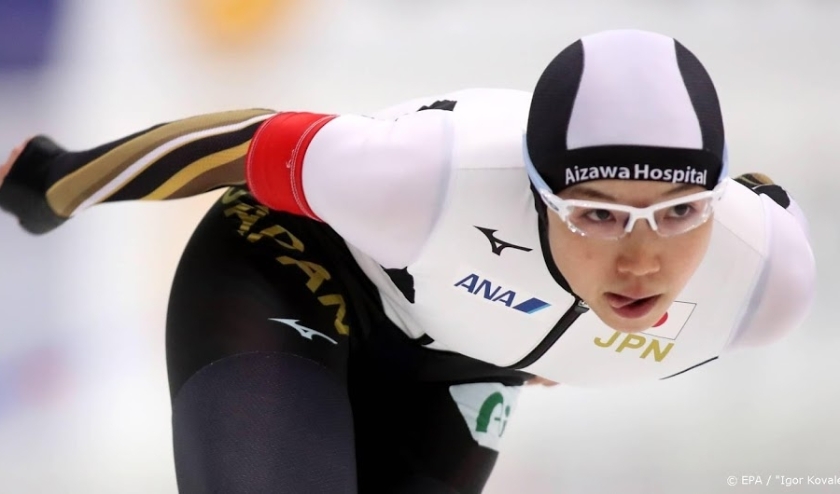 2019-12-06 18:14:36 epa08049326 Nao Kodaira of the Japan in action during the women's 1000m race of the ISU Speed Skating World Cup at Alau Stadium in Nur-Sultan, Kazakhstan, 06 December 2019. EPA/IGOR KOVALENKO ( beeld anp)