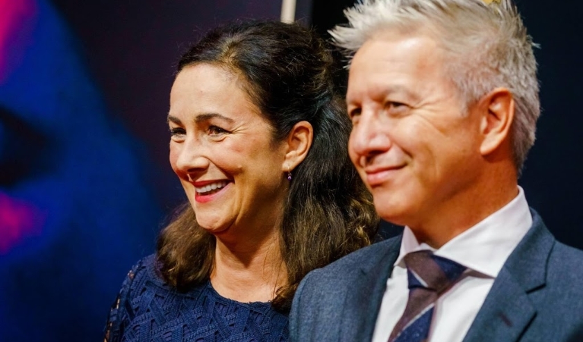 2019-09-27 20:03:21 UTRECHT - De Amsterdamse burgemeester Femke Halsema en haar partner Robert Oey op de rode loper voor de premiere van Instinct, de openingsfilm van het Nederlands Film Festival (NFF). Instinct is het regiedebuut van Halina Reijn, met Ca ( beeld anp)