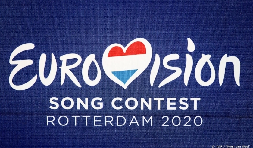 2019-08-30 14:30:54 ROTTERDAM - Logo van het Eurovision Song Contest na de bekendmaking van de gaststad van het Songfestival 2020. ANP KOEN VAN WEEL (beeld anp)