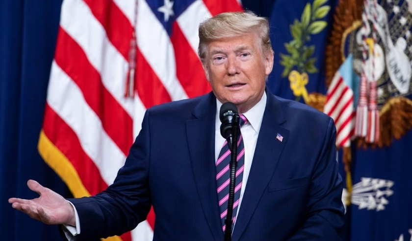 2019-12-12 12:40:36 epa08066019 US President Donald J. Trump speaks at a White House summit on child care and paid family leave in the Eisenhower Executive Office Building in Washington, DC, USA, 12 December 2019. As the president spoke, the House Judicia ( beeld anp)