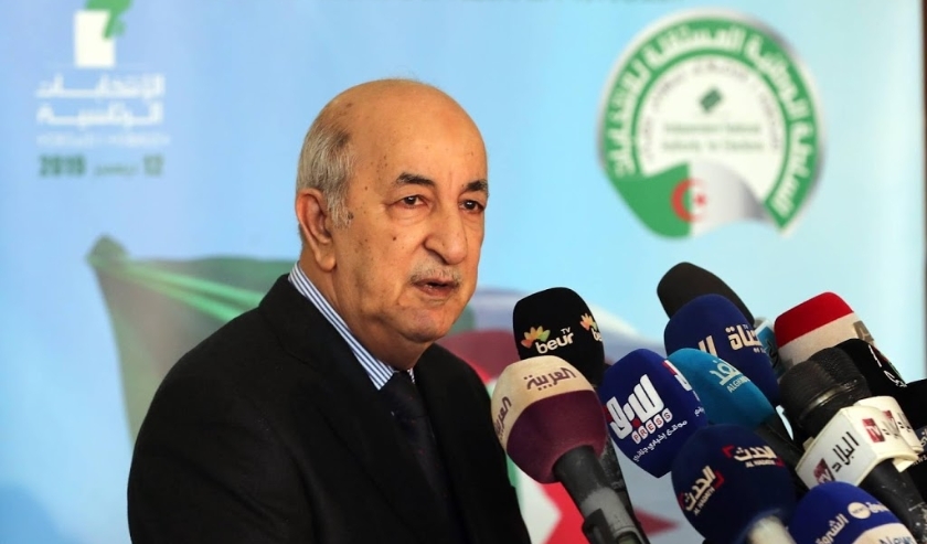 2019-10-26 10:13:36 epa07950848 Former Algerian Prime Minister Abdelmadjid Tebboune speaks after filing his candidacy file for upcoming presidential elections at the Independent National Electoral Authority, in Algiers, Algeria, 26 October 2019. President ( beeld anp)