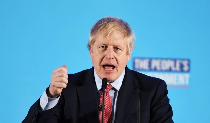 2019-12-13 07:24:29 epa08067922 British Prime Minister Boris Johnson delivers a victory speech to supporters following election results in London, Britain, 13 December 2019. Britain's Conservatives won their biggest majority in general elections since the ( beeld anp)