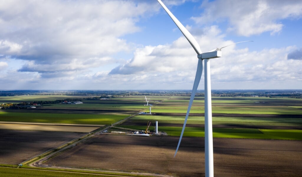 Windpark De Drentse Monden en Oostermoer. Tegenstanders hebben de rechter gevraagd de bouw stil te leggen. (beeld anp)