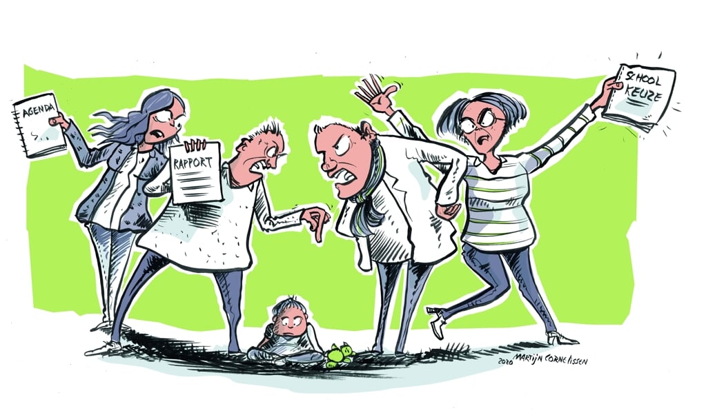 Het kabinet werkt aan een wet die deeloudergezag mogelijk maakt. (beeld Martijn Cornelissen Illustraties)