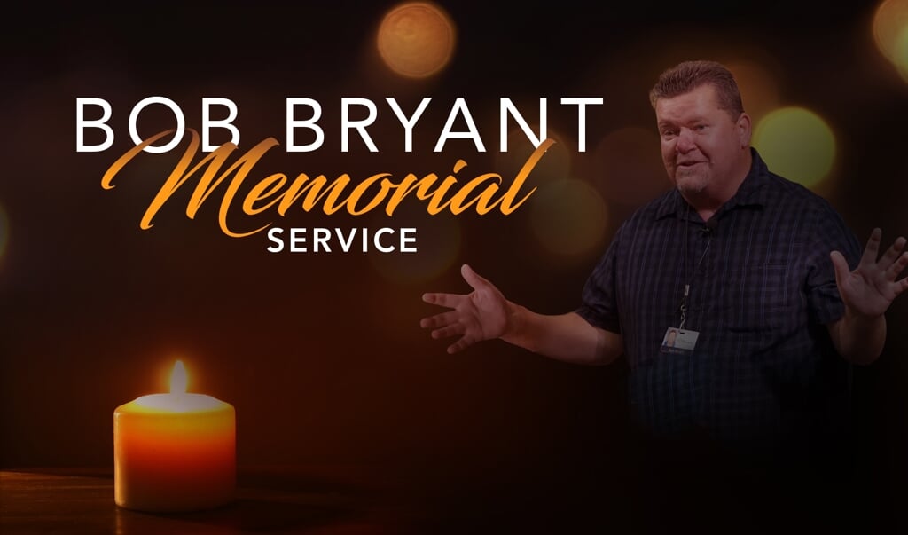 Uitnodiging voor herdenkingsdienst voor pastor Bob Bryant van Water of Life Community Church in Californië die overleed aan corona. (beeld Water of Life Community Church)