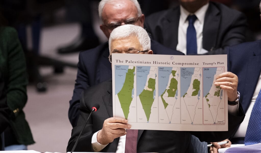 De Palestijnen zijn bijna al hun land kwijtgeraakt, aldus Abbas in de VN Veiligheidsraad (beeld afp / Johannes Eisele)