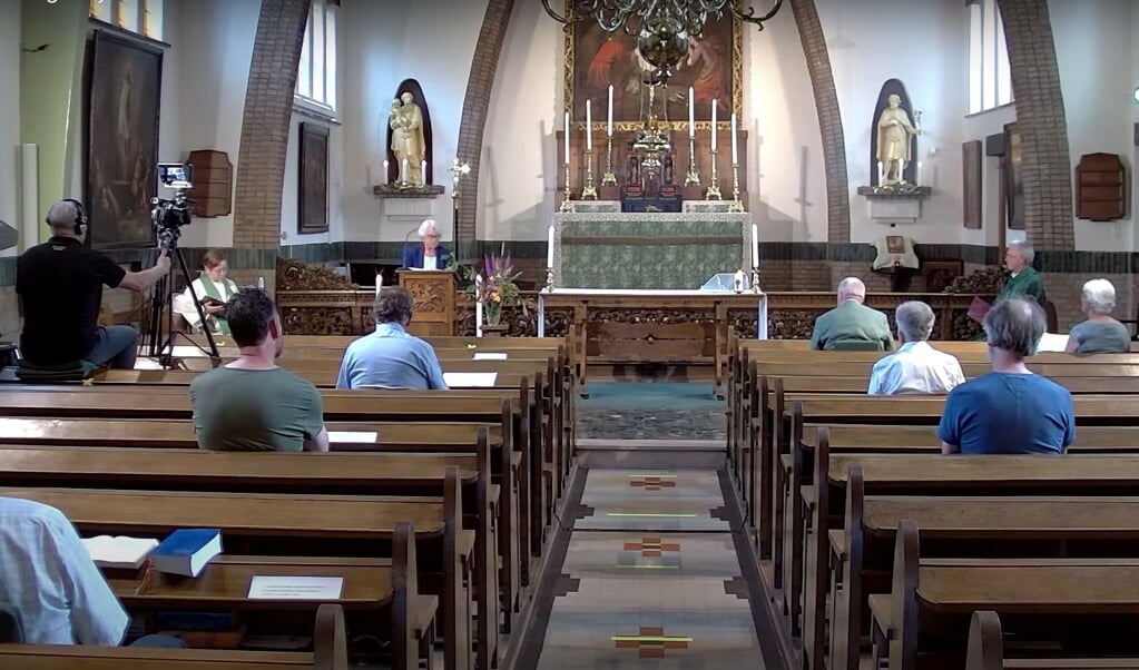 Mis in de Oud-Katholieke Kerk (landelijke stream) op 28 juni met 680 weergaven. De stream van 24 mei werd nog ruim 1400 keer afgespeeld. (beeld nd)