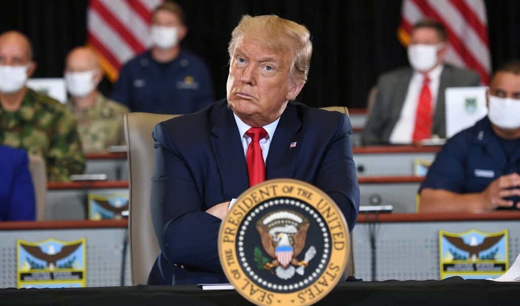 2020-07-10 19:02:50 US President Donald Trump attends a briefing on Enhanced Narcotics Operations at the US Southern Command in Doral, Florida, on July 10, 2020.
SAUL LOEB / AFP (beeld Saul Loeb / afp)