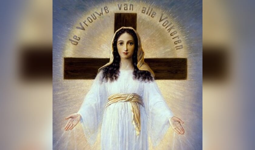 Het schilderij van de 'Vrouwe van Alle Volkeren' dat werd gemaakt op aanwijzing van Ida Peerdeman. (beeld Facebook)