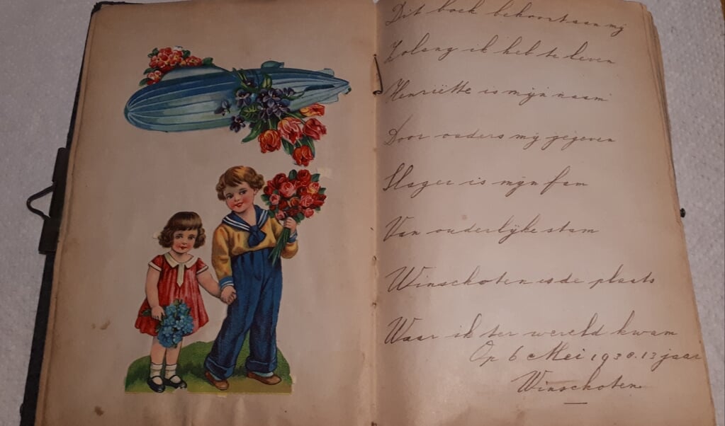 Poesiealbum, handschrift van Jetta Slager, 1938. (beeld Collectie Stichting Folkingestraat Synagoge)