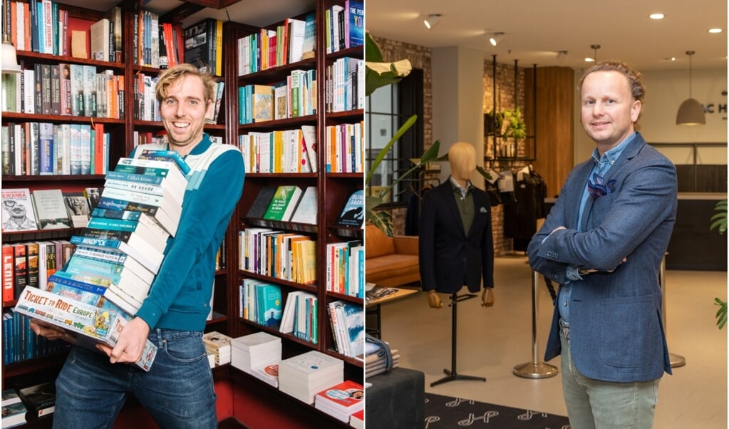 Harmen Riemer (links): 'In onze branche wordt momenteel een lobby gevoerd om boekwinkels tot essentiële winkels te verklaren, zodat ze open kunnen blijven. Maar, wat zeg je dan tegen de collega-kledingverkoper die wel dicht moet?' (beeld nd / Nanette de Jong)