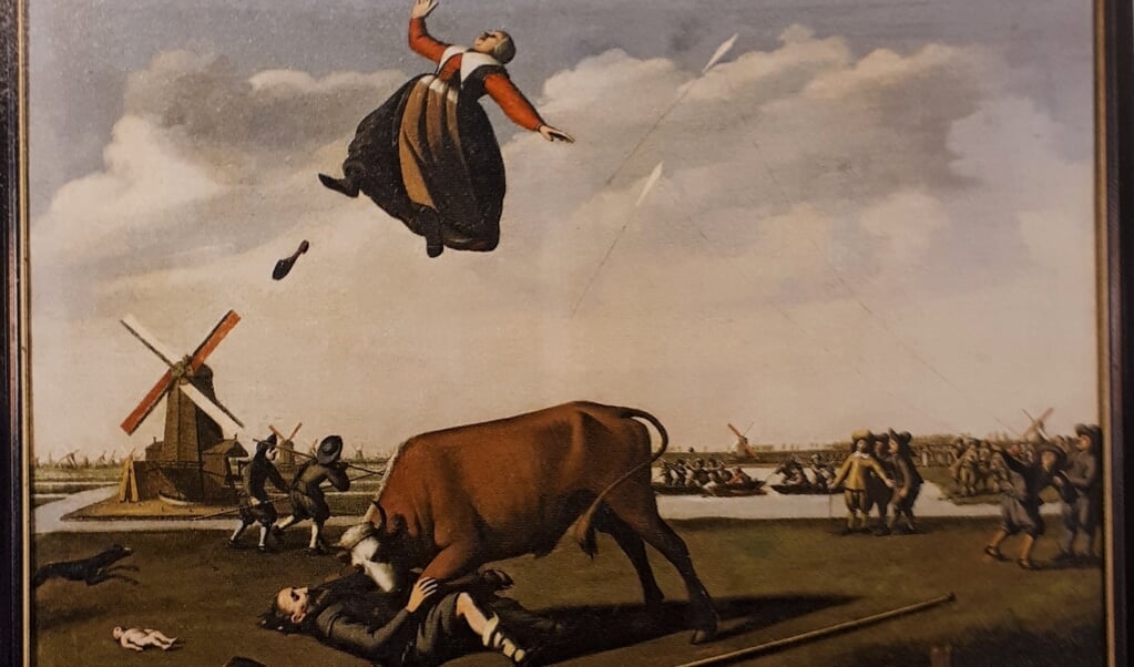 Het Zaanse vliegerdrama naar een schilderij van Willem H. Tetroe, rond 1650. (beeld uit besproken boek)