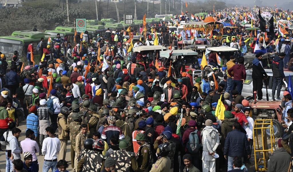 De boerenacties behoren tot de grootste protesten in de Indiase geschiedenis. (beeld afop / Money Sharma)
