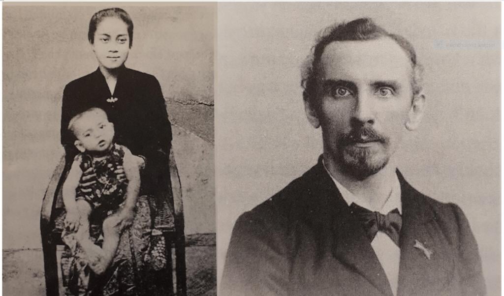 Christiaan Snouck Hurgronje en zijn eerste echtgenote Sangkana met een van hun zonen. (beeld uit besproken boek)