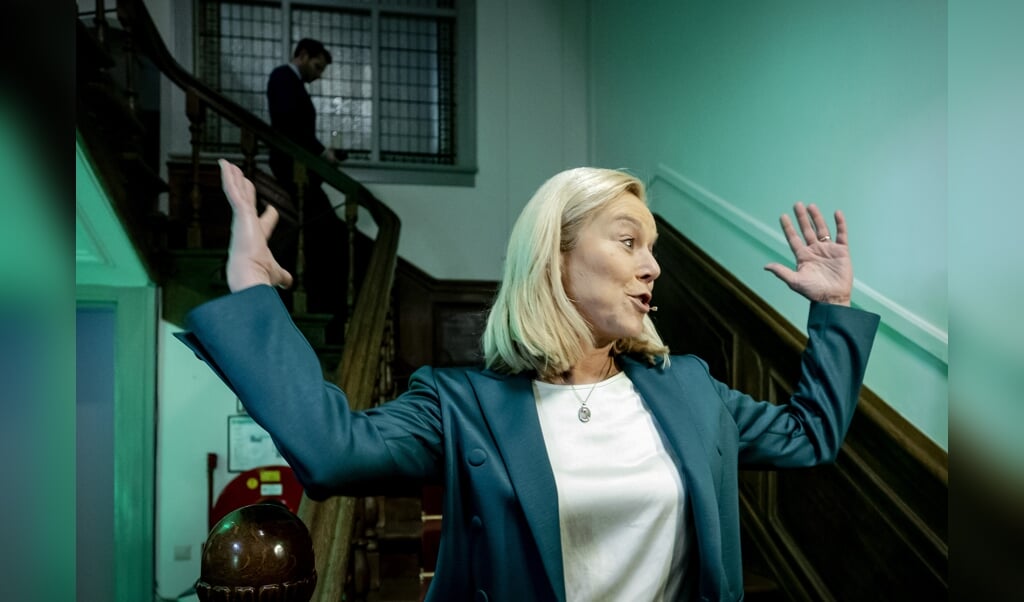 D66-lijsttrekker Sigrid Kaag reageert in het verenigingshuis van het Landelijk Bureau op de uitslagen voor de Tweede Kamerverkiezingen. (beeld anp / Koen van Weel)
