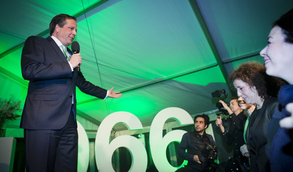 In 2017 vierde D66, met toen nog Alexander Pechtold, de verkiezingswinst met 'wanstaltige, zwaar seksistische' muziek. (beeld anp / Evert-Jan Daniels)