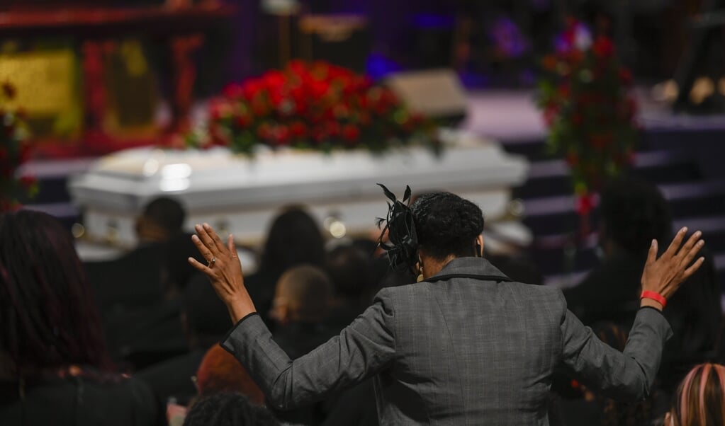 De begrafenis van Daunte Wright, 22 april, een 20-jarige man die werd neergeschoten door een politieagente. (beeld epa / Craig Lassig)