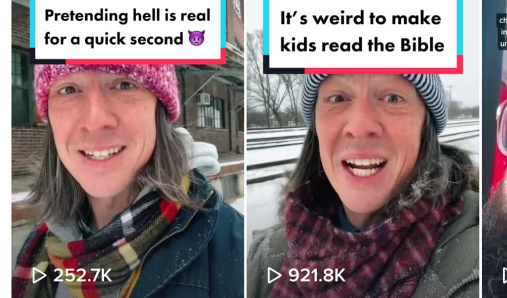 Abraham Piper plaatst op zijn TikTokaccount video's waarin hij het evangelicale christendom bekritiseert. (beeld TikTok)