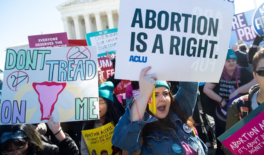 Voorstanders van abortus tijdens een demonstratie in Washington, maart vorig jaar. (beeld afp / Saul Loeb)