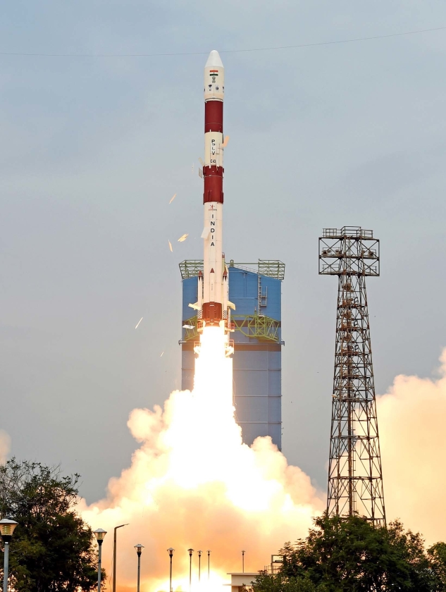Lancering van Indiase satelliet. (epa)