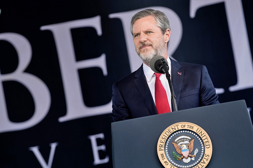 De Liberty University van Jerry Falwell zou een bolwerk zijn van belangenverstrengeling, machtsmisbruik en angstcultuur. (afp / Brendan Smialowski)