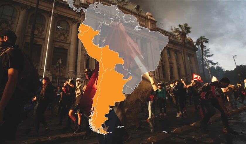 In deze landen laaiden de afgelopen tijd nieuwe protesten op. In Venezuela en Nicaragua is het al langer onrustig. (epa / Alberto Valdes)