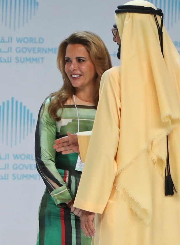 Prinses Haya Bint al-Hoessein met sjeik Al Maktoum. (afp / Karim Sahib)