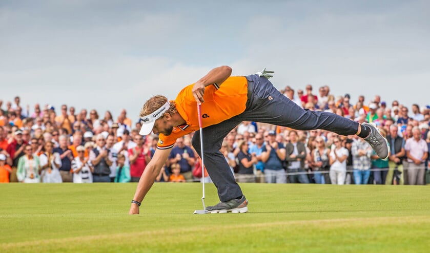 Joost Luiten tijdens de laatste ronde van het KLM Open Golf in Spijk, dat hij in 2016 won. (anp / Ronald Speijer)