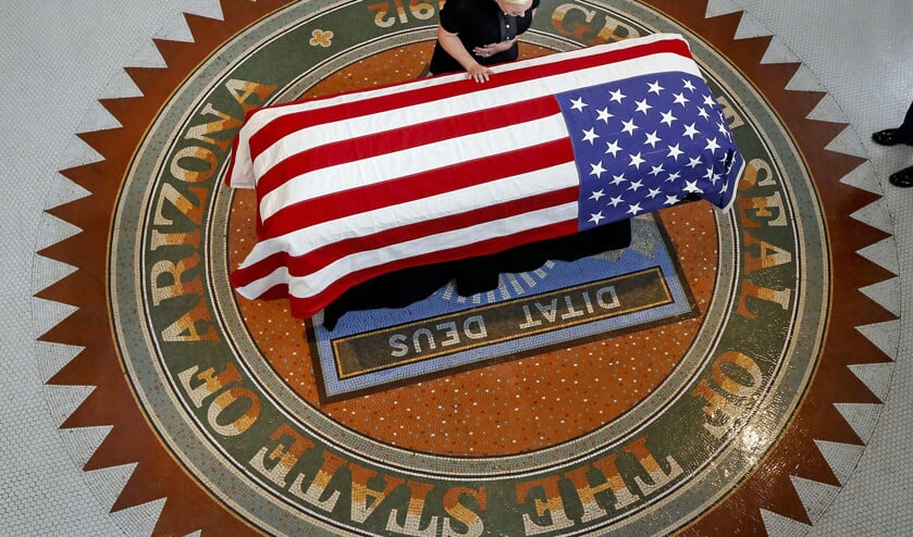 Meghan, de dochter van de overleden Amerikaanse senator John McCain, sprak afgelopen zaterdag bij de herdenkingsbijeenkomst in Washington. (ap / Ross D. Franklin)