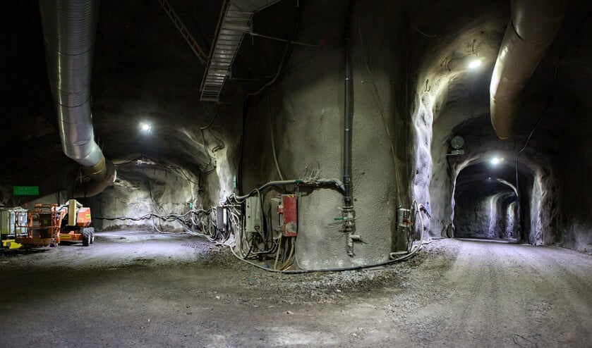 De aanleg van het tunnelstelsel in Onkalo, zoals de opslag heet. In de loop van de eeuw wordt hier mogelijk meer dan 6.000 ton aan kernafval opgeslagen. (Julius Schrank)
