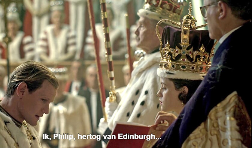Afbeelding uit de Netflix-serie The Crown. Ondertiteling bij Netflix wordt slecht betaald en is daarom geregeld van matige kwaliteit.