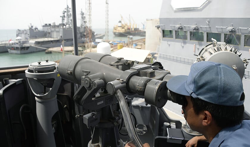 Archieffoto van een Japanse torpedobootjager in de haven van Djibouti. Net als China, de Verenigde Staten en een aantal Europese landen ziet Japan het land als een strategische basis. (ap-kyodo)