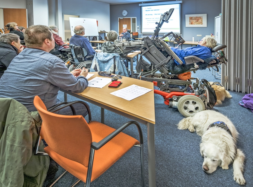 Bij de voorlichtingsavond van Per Saldo in Heerlen over het persoonsgebonden budget. (Raymond Rutting)