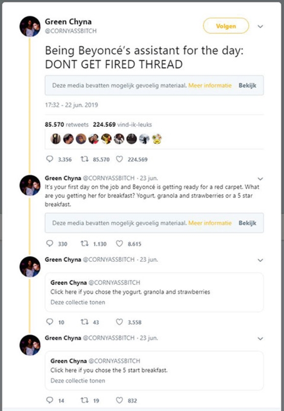 Viral: Twitterspel: wat zou jij doen als Beyoncés assistent? (twitter)