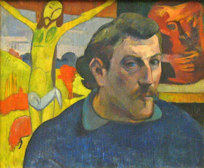 Paul Gauguin, Zelfportret met gele Christus, 1890-1891, olieverf op doek, 30 x 46 cm, Musée d’Orsay, Parijs. (nd)