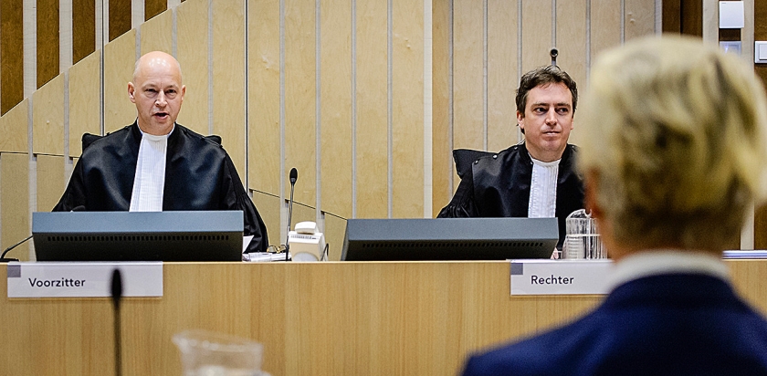 PVV-leider verscheen vrijdag voor de rechters in het Justitieel Complex Schiphol. (anp / Remko de Waal)