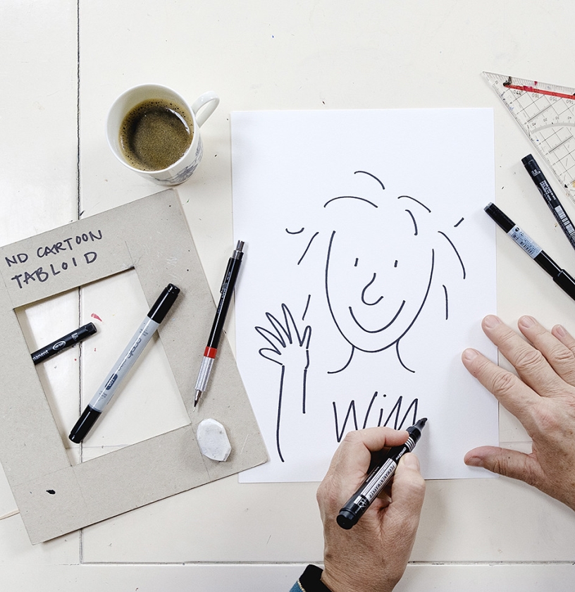 ND-huiscartoonist Willeke Brouwer aan het werk. (Dick Vos)